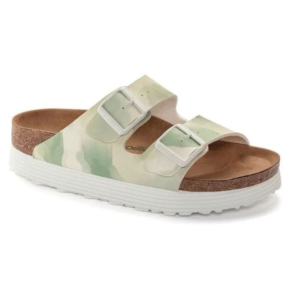 NEW Papillio Birkenstock Arizona Grooved Sandal in Watercolor Khaki Vegan NIB